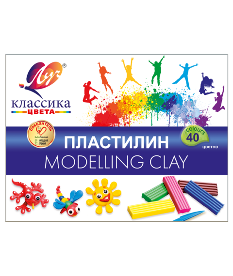 Pastă de modelat Klassika, 40 culori x 20 gr. + cutit